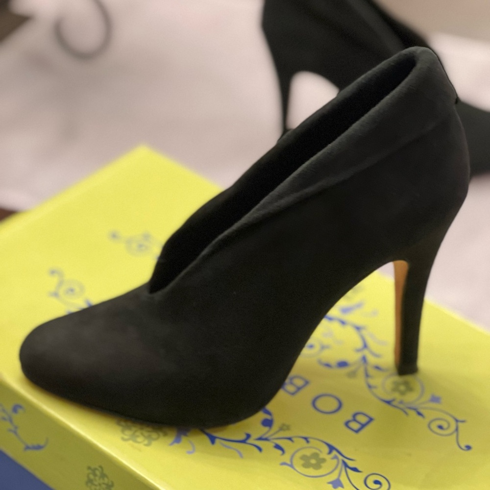 Black Suede Vamp Bootie for Women by Steve Madden